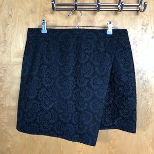 Madewell Black Lace Asymmetrical Mini Skirt